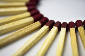 matches spread over semi circle
