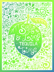 Illustration Of Lime And Hand Drawn Lettering.