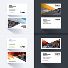 Vector business card template with colourful diagonal, triangula