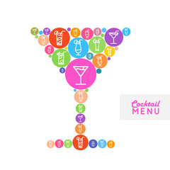 Cocktail menu design. Flat style poster