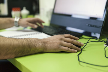 working with desctop computer