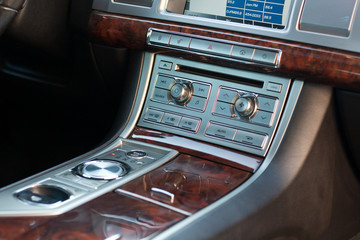 Vinnitsa, Ukraine - September 05, 2012.Jaguar XF concept car.Inside the car,transmission,interior...