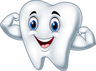Fototapeta premium Cartoon strong tooth character