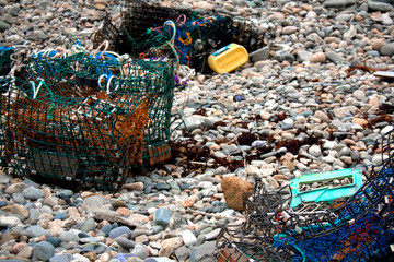 Lobster Traps at Low Tide on Maine Shore