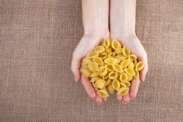 pasta in hands