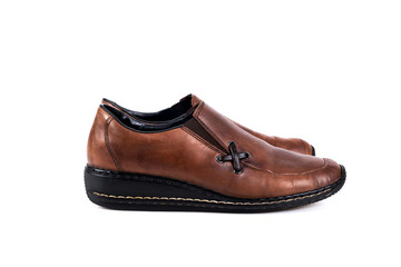 Brown women's casual shoes on a white background