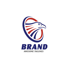 eagle heads with circle logo . creative falcon head logotype with elips, eagle head illustration
