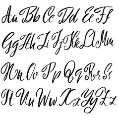 Hand drawn font. Modern brush lettering. Elegant alphabet. Vector illustration.