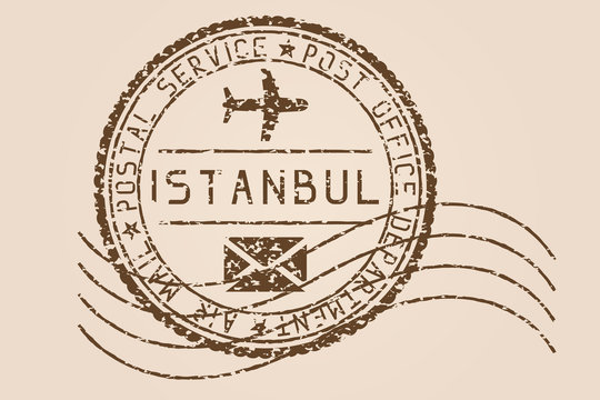 Istanbul mail stamp. Old faded retro styled impress