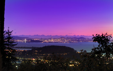 Panorama Night View of San Francisco Bay, East Bay, Oakland, Berkeley, Richmond, El Cerrito, Kensington