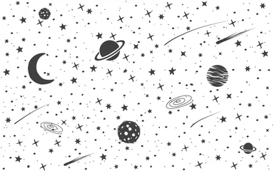 Gordijnen Ruimteachtergrond met kosmische objecten © Galacticus