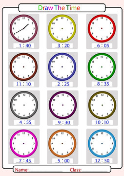 Telling the time, draw the time