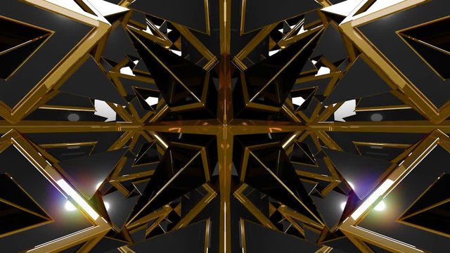Black Gold Fantasy 3D Geometric Shapes Pattern