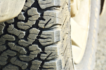 Car tyre close up