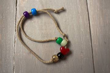 handmade christian bracelet of twine and beads
