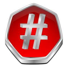 Hashtag Button - 3D illustration