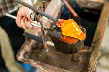 Handmade figures of melted glass