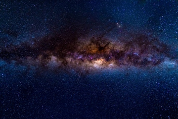 The austral Milky Way, with details of its colorful core, outstandingly bright. Captured from the Southern Hemisphere. - obrazy, fototapety, plakaty