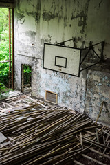 gym in abandoned Pripyat school, Chernobyl, Ukraine