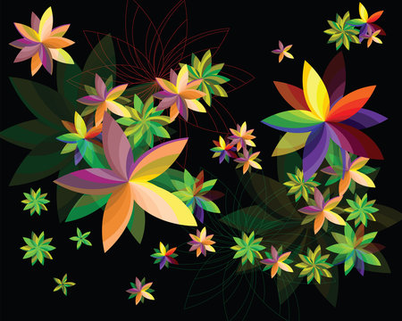 Abstract geometric wallpaper colorful flowers
