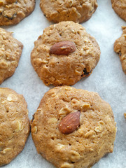 Oats cookies with almond on top