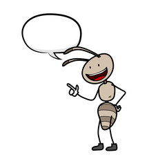Cartoon Worker Ant with Blank Narration Text Bubble
