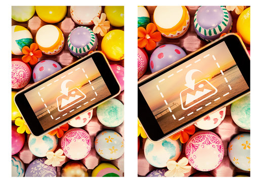 Smartphone and Easter Eggs Mockup
