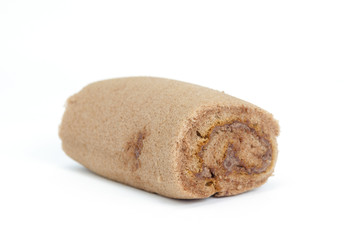 Sweet roll cake isolated on white