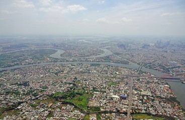 Aerial view of Ho Chi Minh City (Saigon) in Vietnam
