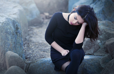 Sad depressed woman in pain