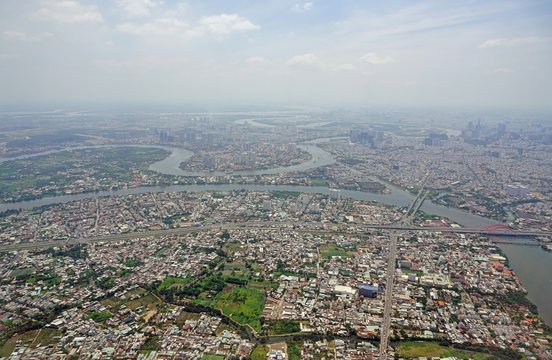 Aerial view of Ho Chi Minh City (Saigon) in Vietnam