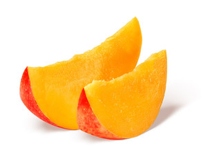 Naklejka na ściany i meble Isolated Slices of mango fruit with clipping path.