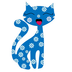 Cartoon cat in flower