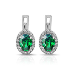 Silver earrings with emerald