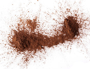 pile cocoa powder isolated on white background
