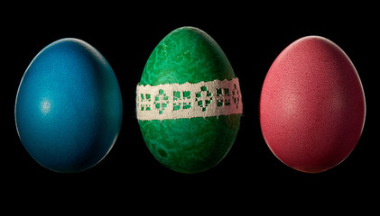 easter eggs on black background