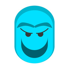 Funny Blue Ghost Head Character with Flat Design Logo Concept