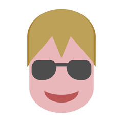 Blonde Guy with Sun Glasses Flat Graphic Design Vector