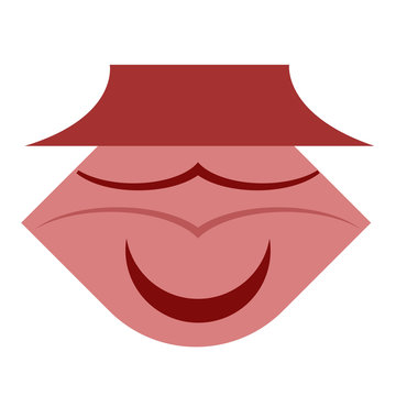 Red Asian Looking Character with Flat Hat Logo Concept Vector