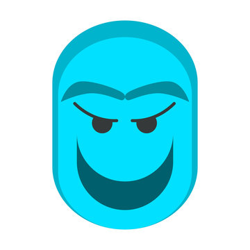 Funny Blue Ghost Head Character with Flat Design Logo Concept