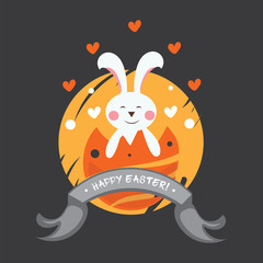 Happy easter rabbit postcard