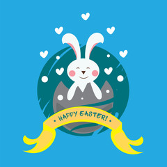 Happy easter rabbit postcard