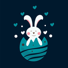 Happy easter rabbit postcard