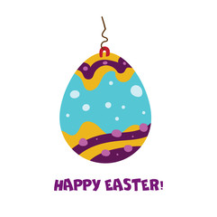 Happy Easter Egg postcard. Colorful flat vector illustration