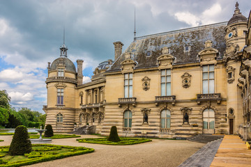 Beautiful flower beds. Chateau de Chantilly. Picardie, France.