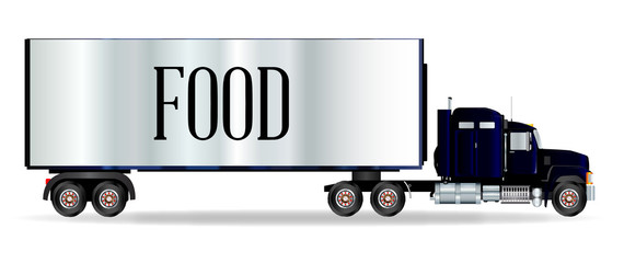 Truck Tractor Unit And Trailer With Food Inscription