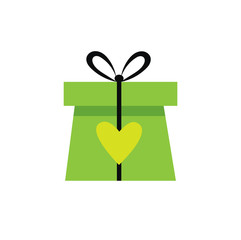 Gift or prezent icon. Flat vector illustration