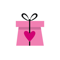 Gift or prezent icon. Flat vector illustration