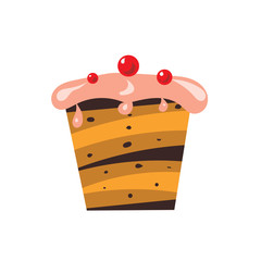 The cake icon on the white background. Flat vector illustration