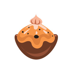 The cake icon on the white background. Flat vector illustration